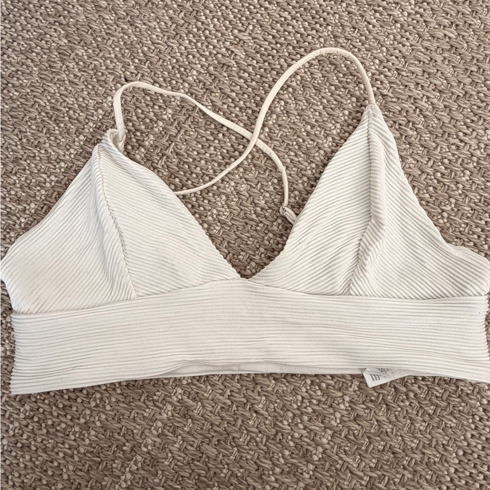 White Ribbed swim top